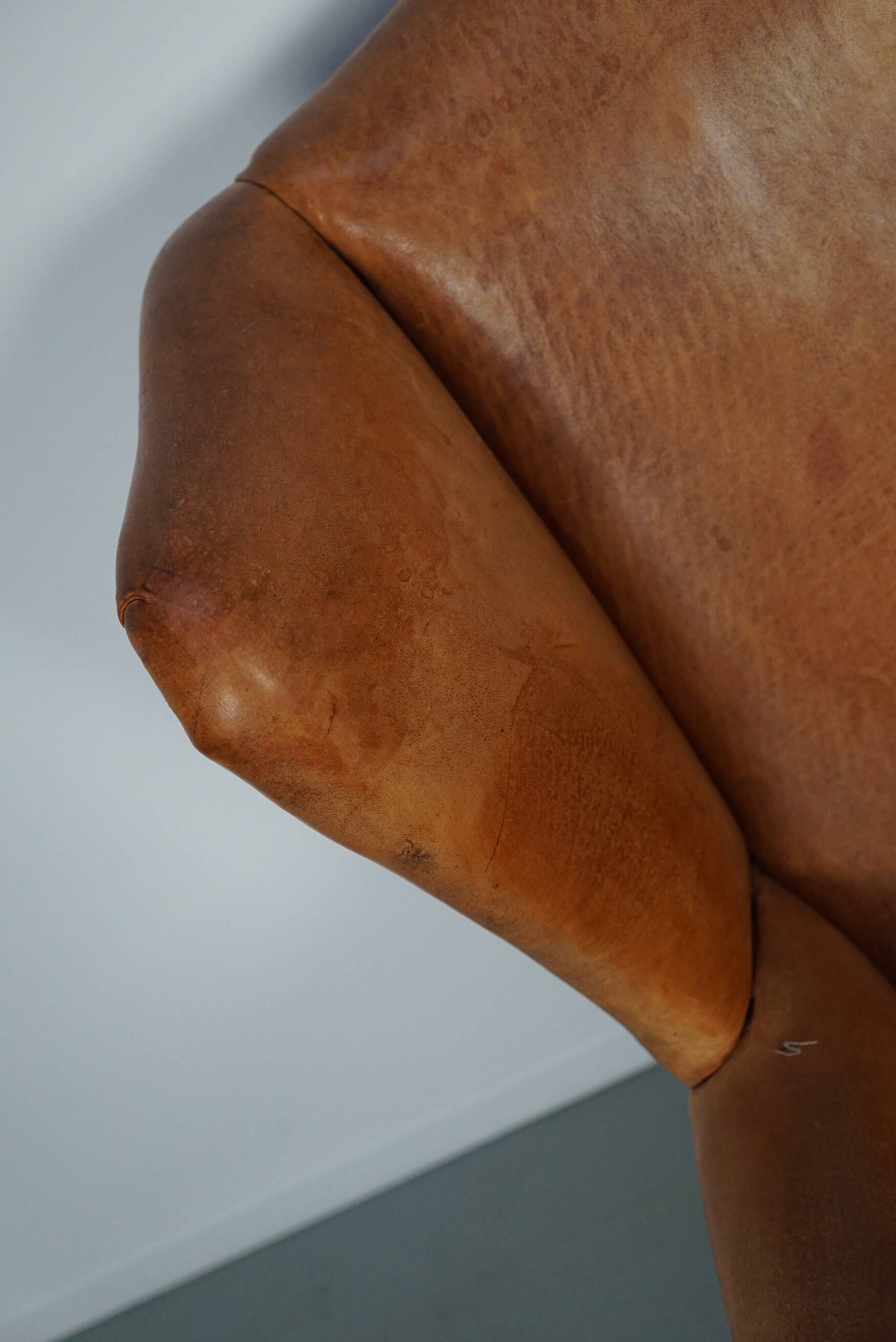 Vintage Dutch cognac coloured leather club chair