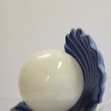 Shell lamp in blue and opaline ceramic