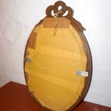vintage oval mirror * carved wood wall mirror ribbon * antique louis xvi