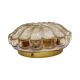 HP Leuchten Amber Flower Ceiling Lamp Pressed Glass Mid-Century Model 65282