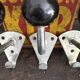 Old vintage black Bakelite ball hooks