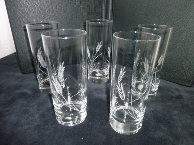 Set of 5 glasses high crystal cups of Arques Luminarc Model Gerbe