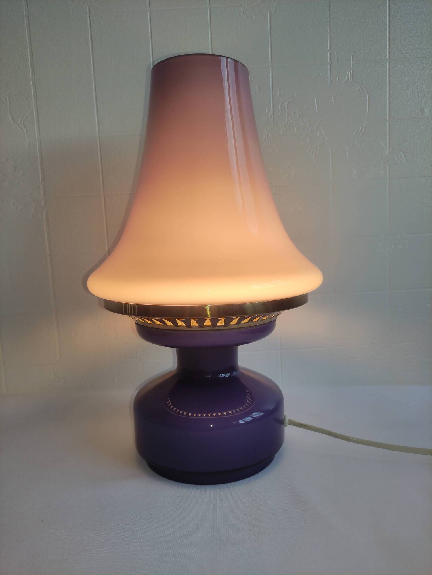 Mushroom Lamp Hans-Agne Jakobsson B124 Violet/Purple Glass Sweden 1960