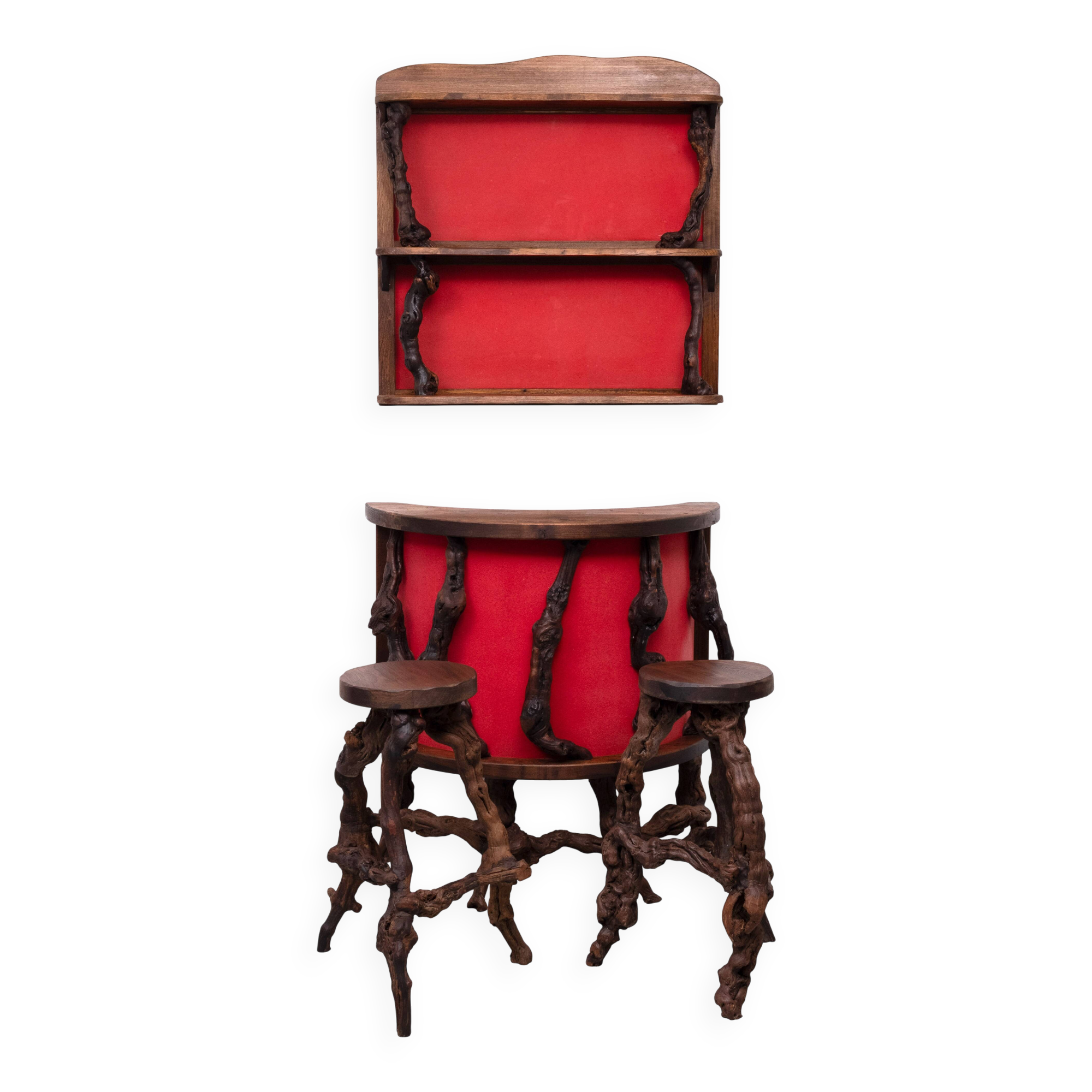 Dry Bar French Vinery Bar and Stool Set, 1960s, Set of 4