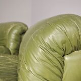 Green eco-leather armchairs, 1970s