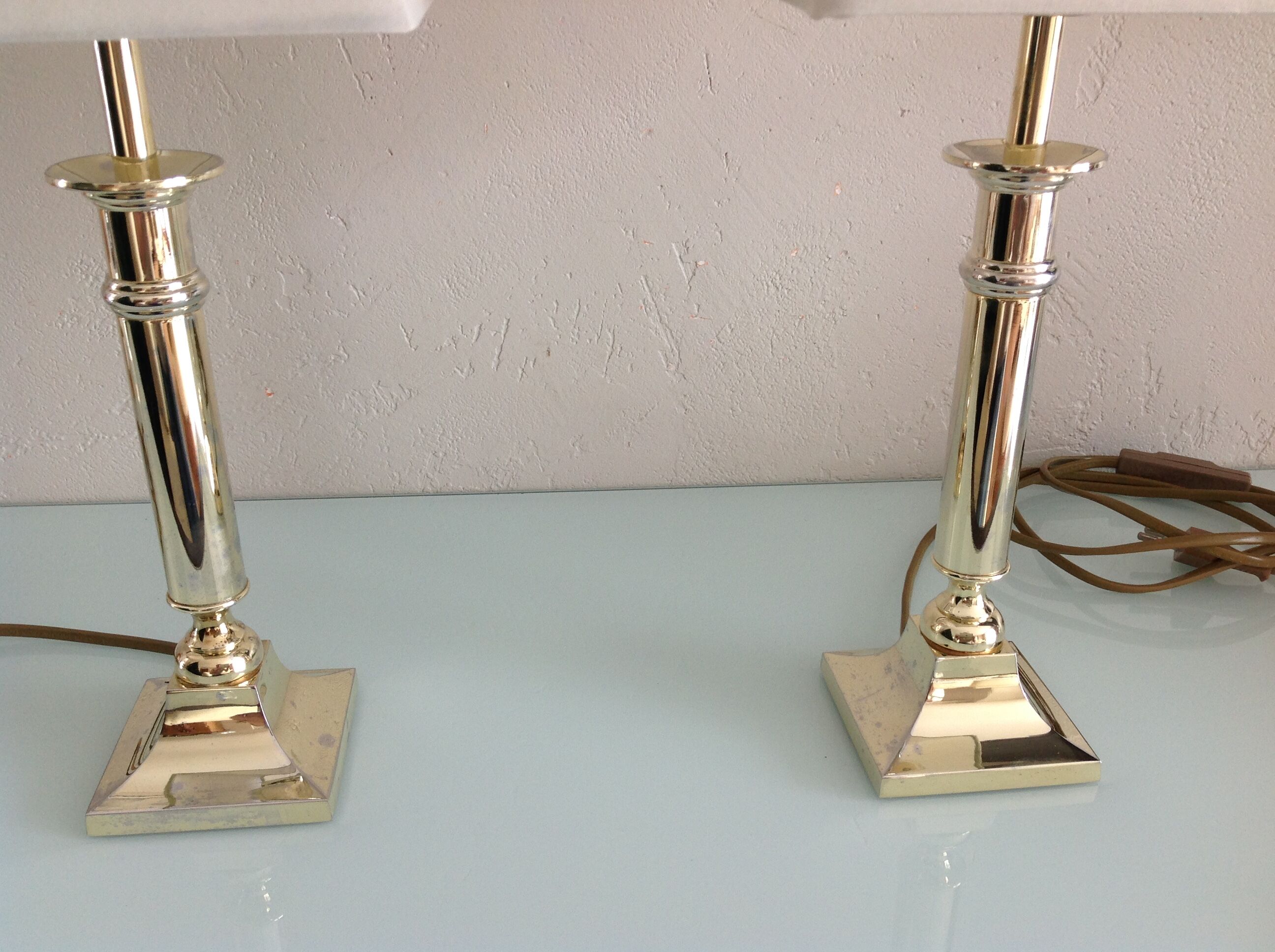 Pair of brass lamps art deco style 60s-70s