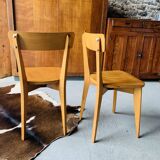 Pair of vintage 70's chairs with compass feet