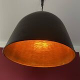 Matte black metal chandelier - gold interior