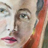 70's painting "The woman in the black blouse"