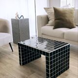 Coffee table tiled black mosaic and white joint
