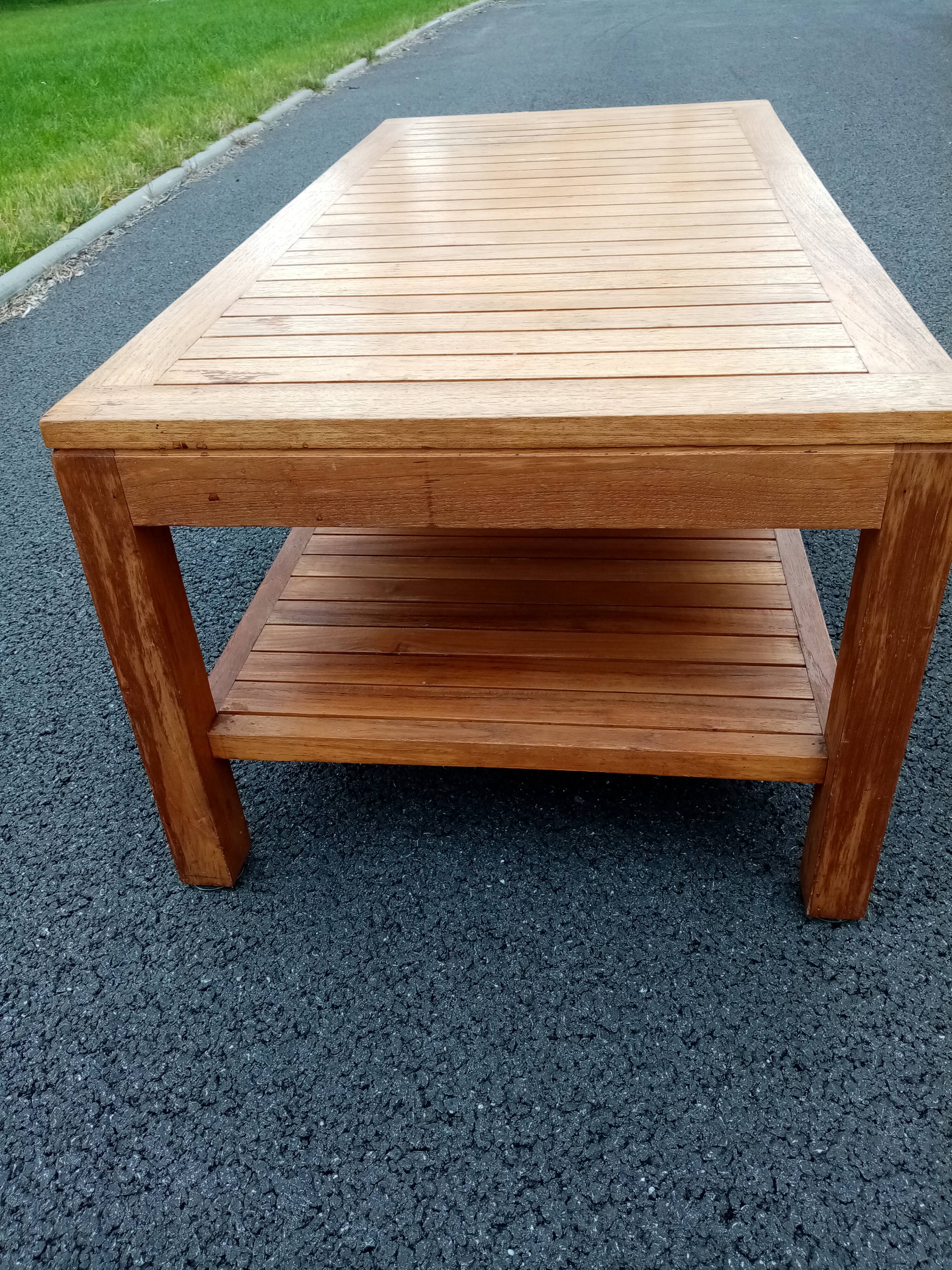 Genuine colonial teak coffee table with lower tray