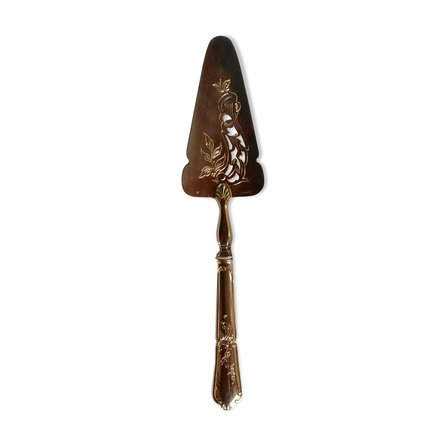 Golden metal pie shovel stamped Fabiora
