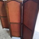 4-leaf wood and leather screen