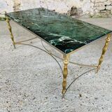 Coffee table in green marble and brass circa 50/60