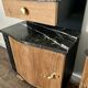 Paire de chevets Art Deco noir et bois