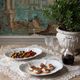Vintage duo of Chastagner Limoges serving dishes, white rocaille porcelain.