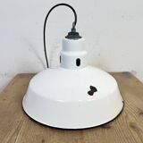 Industrial White Enamel Factory Pendant Lamp from Abolite, 1960s