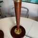 Paire de lampe pied bois et opaline blanche
