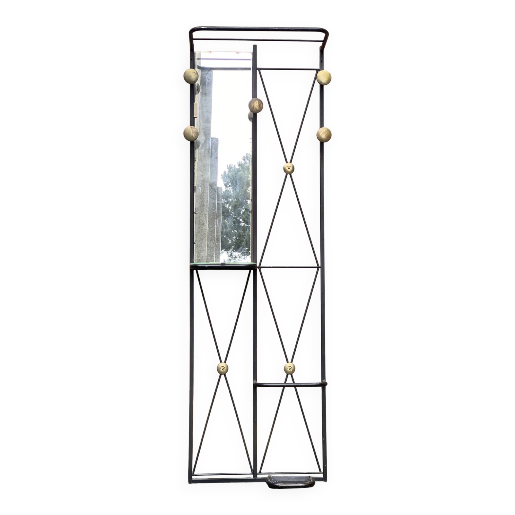 Mid-Century Modern wall coat rack from the 1950s.