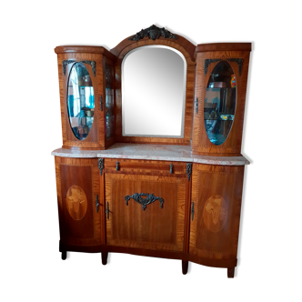 Art Deco showcase sideboard in merisier et zebrano