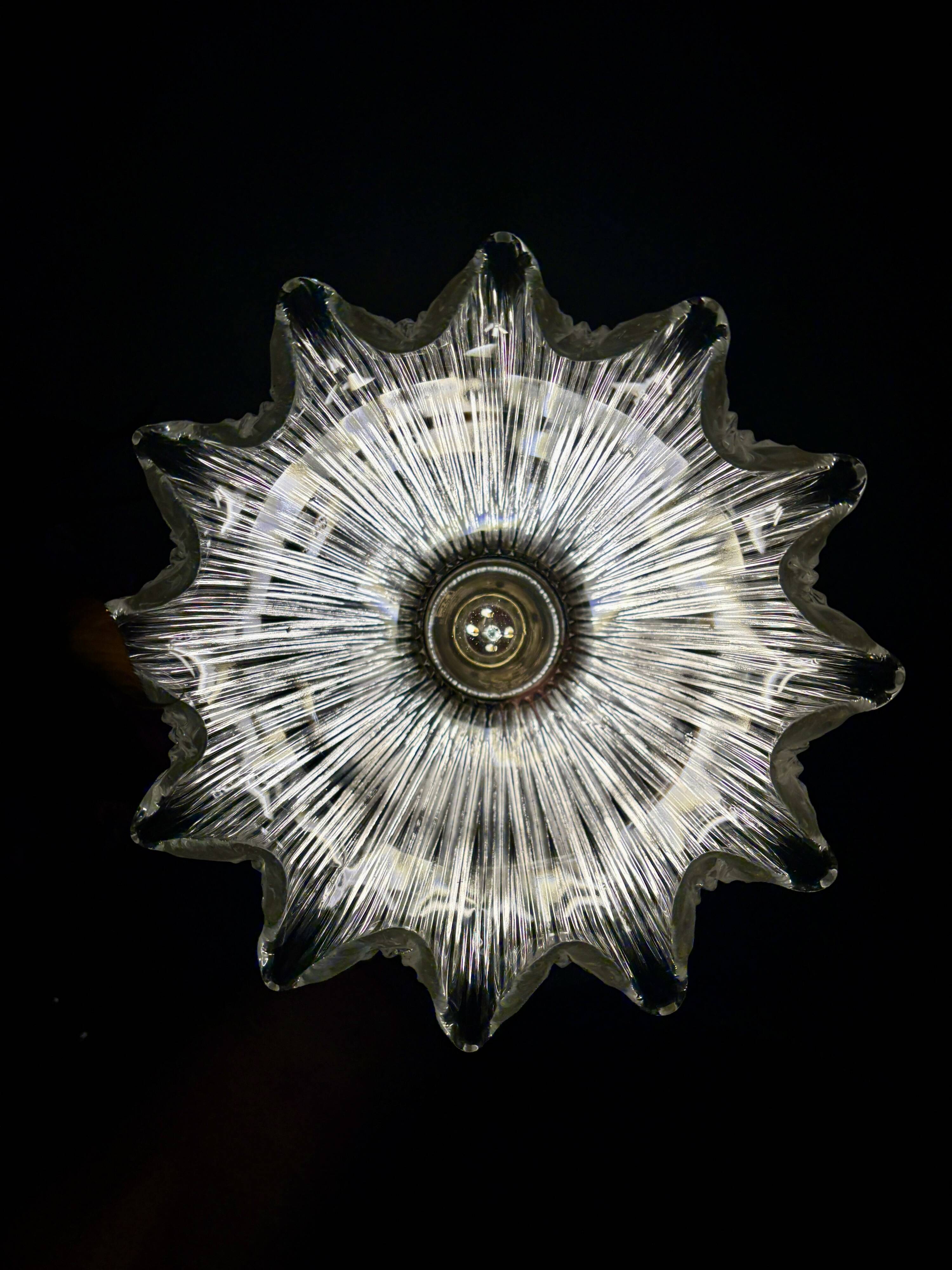 Elbow wall lamp with vintage holophane glass shade