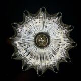 Elbow wall lamp with vintage holophane glass shade