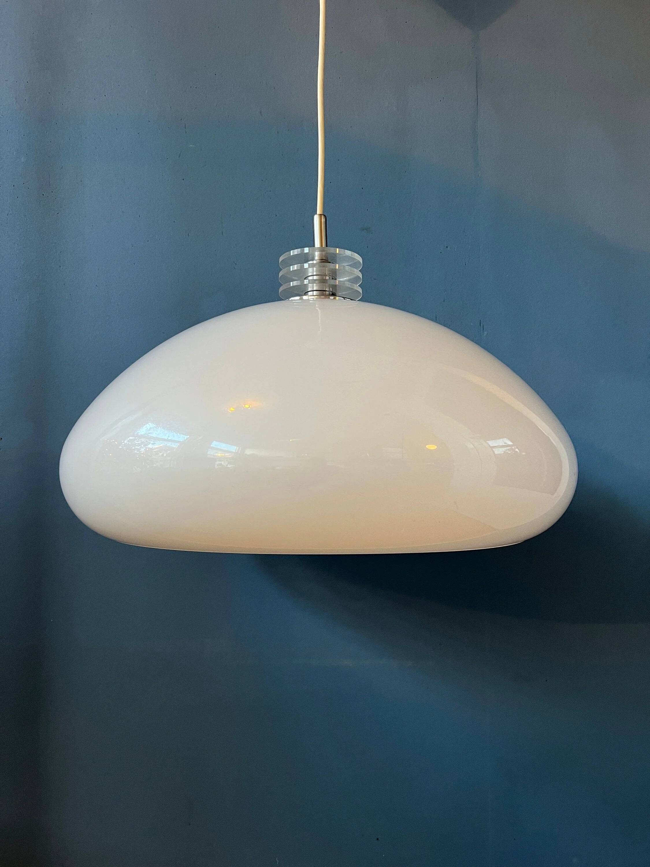 Mushroom pendant - Space Age white light fixture