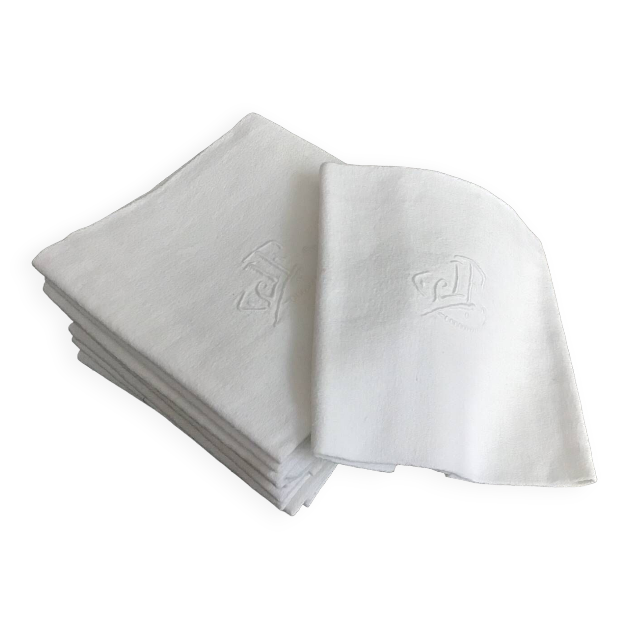 12 Damask napkins with JF monogram