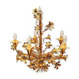 Chandelier 5 lights, gold leaf