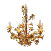 Chandelier 5 lights, gold leaf