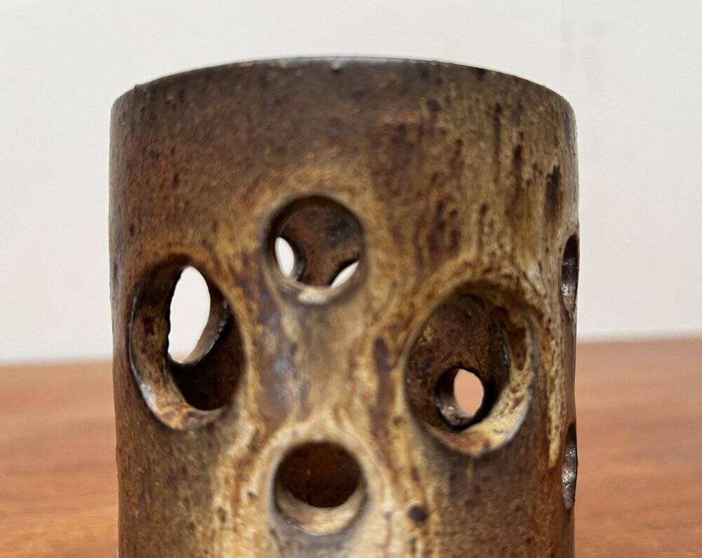 Mid-Century German Brutalist Handmade Pottery Candleholder, 1960s