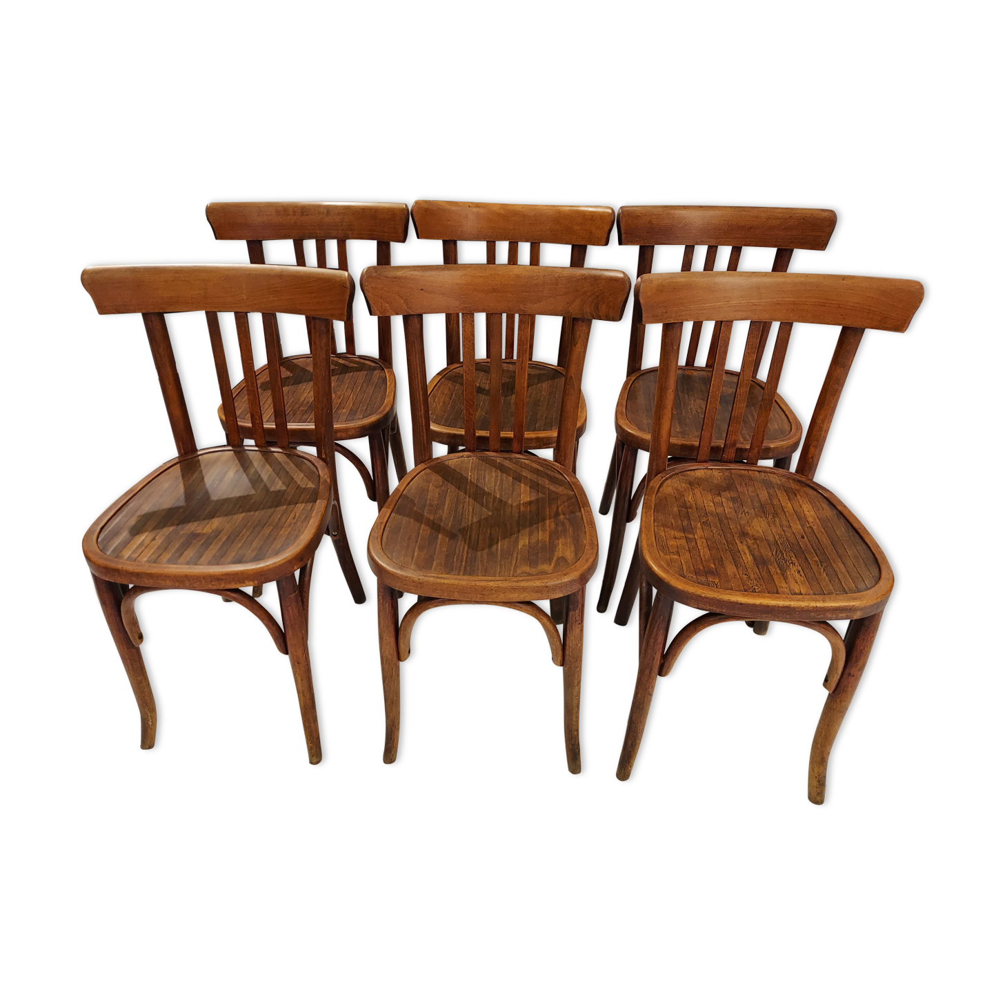 Suite of 6 chairs by Bistrot Baumann in 1940