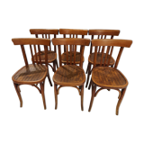 Suite of 6 chairs by Bistrot Baumann in 1940