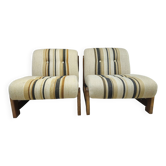 Pair of 1970s loop wool lounge chairs