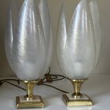 Paire de lampes nacrée style rougier design années 70