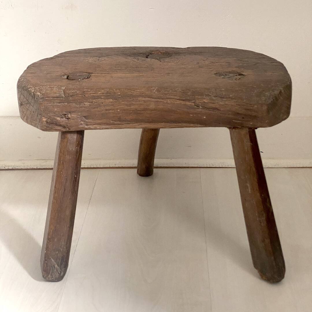 Brutalist Tripod Foot Stool Solid Wood