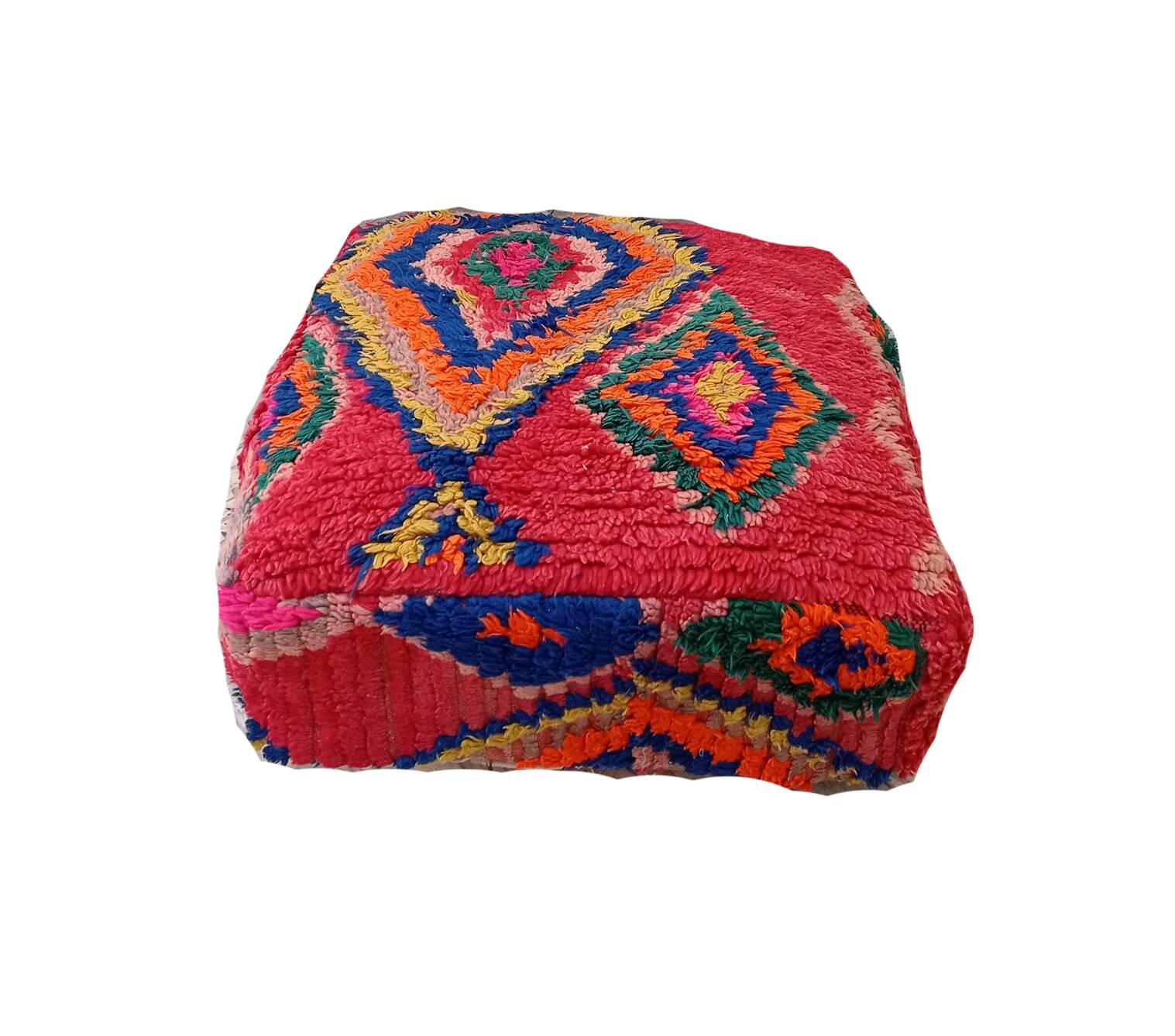 Handmade Berber pouf in wool 60 X 60 X 20 CM