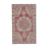 Mid century flatweave large overdyed oriental turkey oushak rug 4'11'' x 7'3''