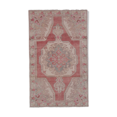 Mid century flatweave large overdyed oriental turkey oushak rug 4'11'' x 7'3''