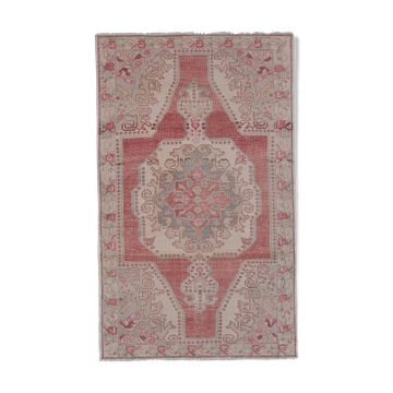 Mid century flatweave large overdyed oriental turkey oushak rug 4'11'' x 7'3''
