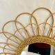 Round mirror flower sun in rattan wicker wood vintage 1960 1970 55 cm folk