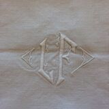 4 old towels in linen with monogram handmade