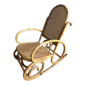 Vintage bamboo rocking chair