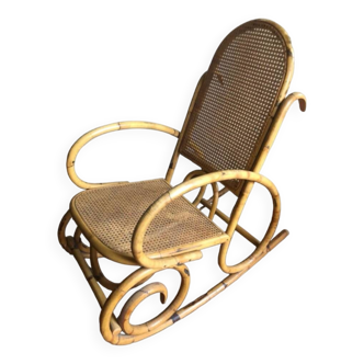 Rocking chair en bambou vintage