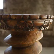 Antique French wooden plant stand with carved grape motifs