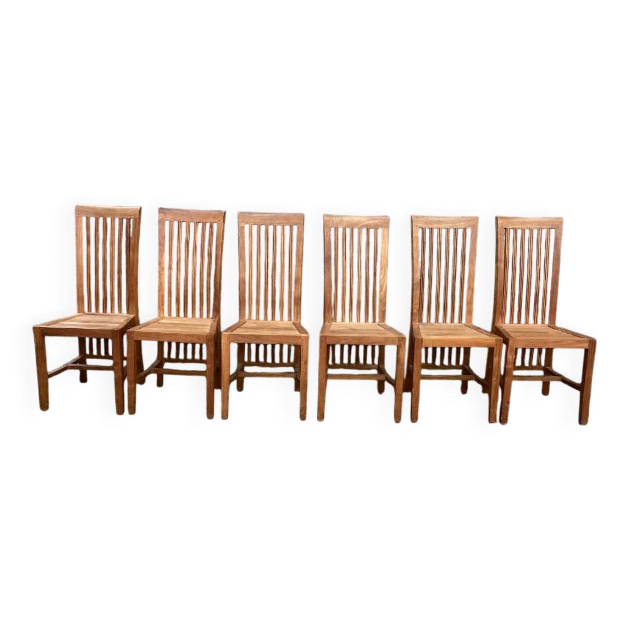 6 teak wood chairs
