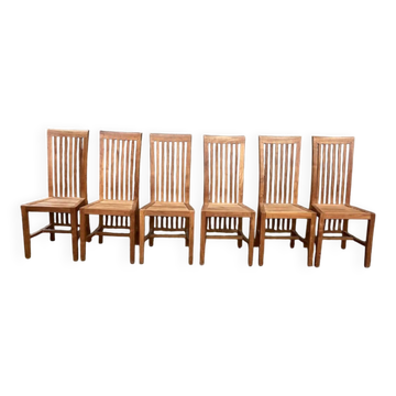 6 teak wood chairs
