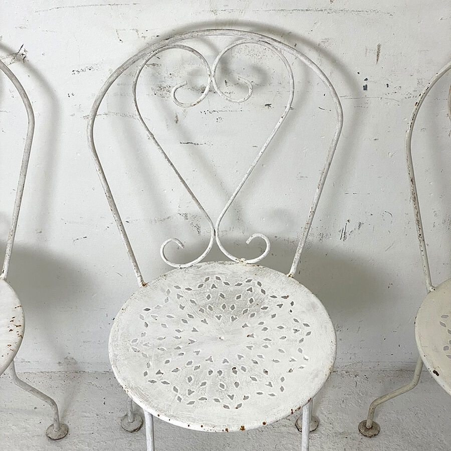Set of 4 vintage wrought iron garden chairs 60's