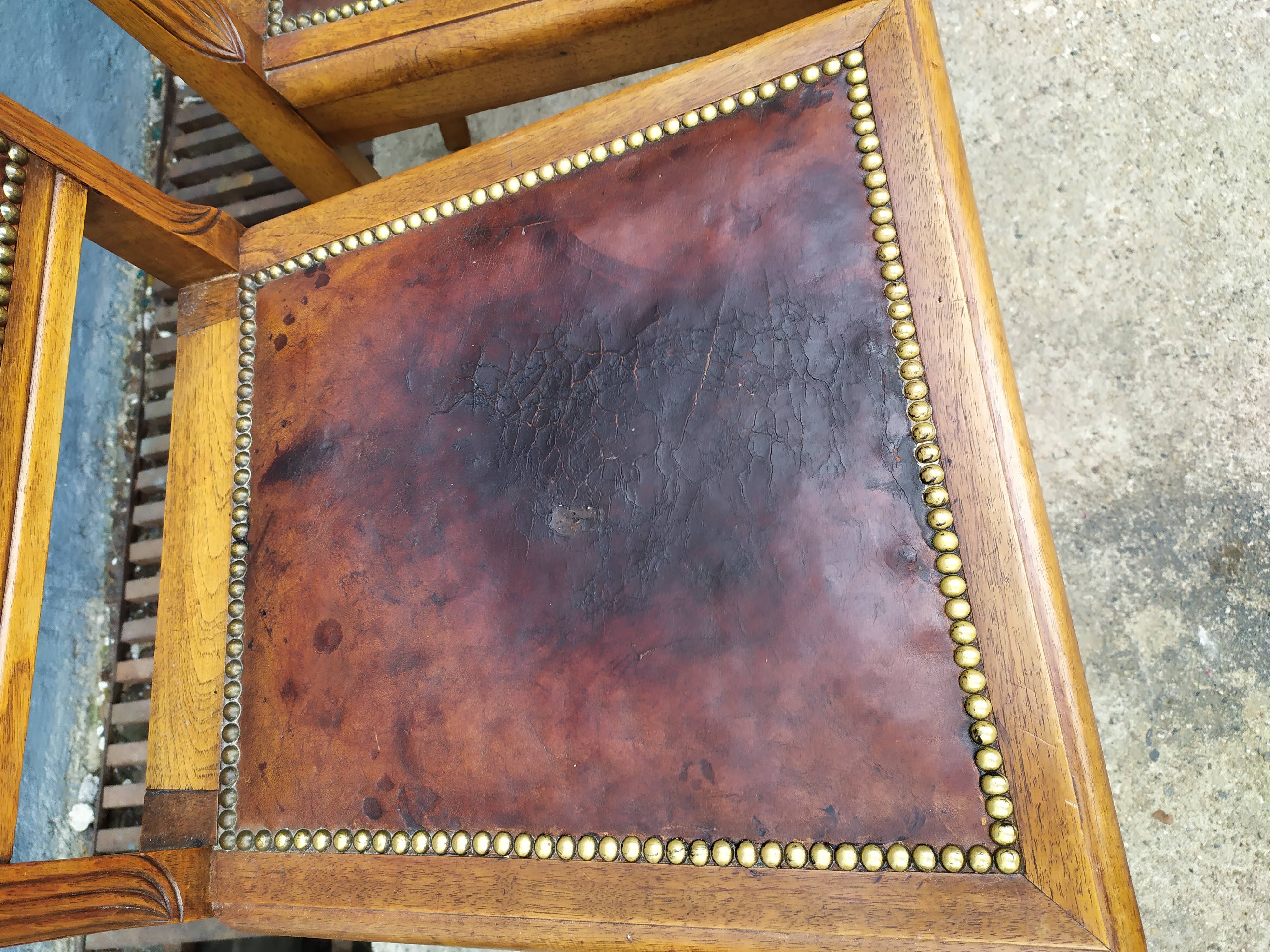 Series of 4 leather art deco chairs 1925