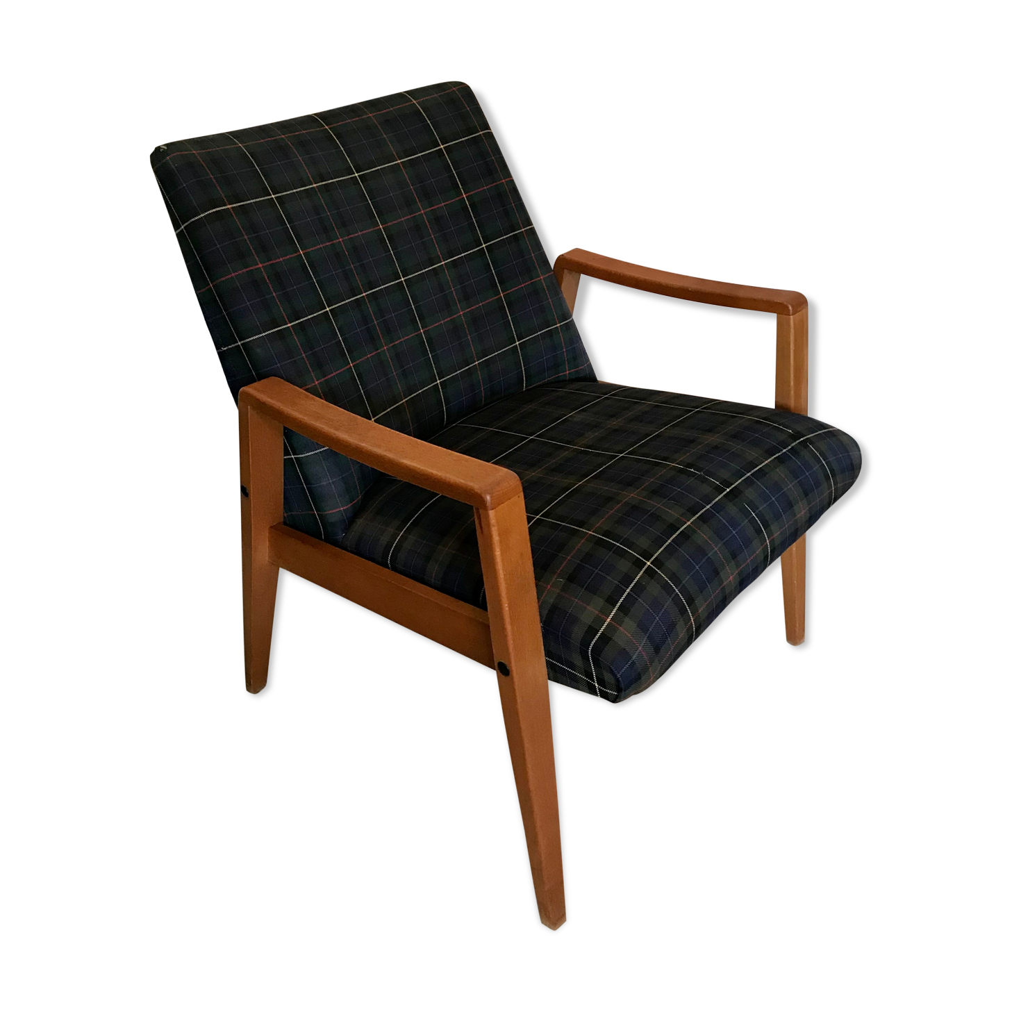 Vintage armchair 1960's Scandinavian style and Scottish fabric